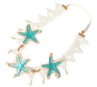 Mikikit Elegant Lace Pearl Hairband for Women with Sea Star Design, Skin Friendly Cloth Material, Creates Instant Stunning Hairstyle, for Weddings and Photo Shoots