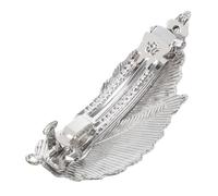 Mikikit Elegant Leaf Shaped Metal Hair Clip for Women Hair Fixing Clamp Suitable for Thin and Thick for Weddings Parties and Daily Wear Silver Tone