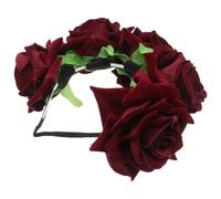 Mikikit Elegant Red Rose Flower Hair Band with Easy to Put on Feature for Women, Cloth Material Creates Instant Stunning Hair Style, for Wedding and Travelling Accessories