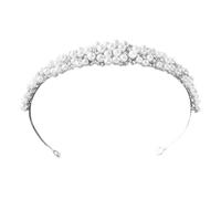 Mikikit Elegant Silver Wedding Headband with Faux Pearls and Rhinestones, Comfortable Zinc Alloy Bridal Hair Accessories for Women, for Wedding Parties and Formal Evening Events