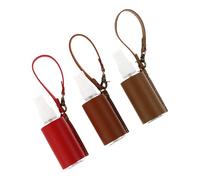 Mikikit Essential Oil Bottles with Key Ring Refillable 3 Sets Portable Liquid Bottle Case with Pu and Abs Keychain Holder Cover, Compact Travel for Skincare and Personal Care