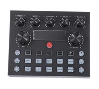 Mikikit External Sound Card Large Knob Design with Voice Changer and Music Mixer Iron Shell with Colourful LED Lights 800 Ma for Mobile Phone and Tablet Compatible with Computers
