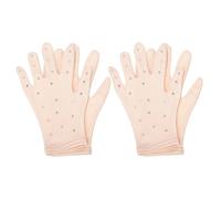 Mikikit Figure Skating Gloves Providing Maximum Warmth and Excellent Insulation for Women 2 Pairs with Delicate Glitter Design, Elastic Fiber Material for Ice Dancing Shows and Show