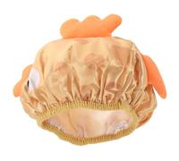 Mikikit Fish Comfortable Double Cap Cartoon for Cute Shower Pvc Layer 3d Bathing Bonnet with Adjustable Band Snug Fit Accessory Fun Animal Design Bath