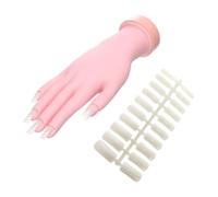 Mikikit Flexible Silicone Manicure Practice Hand Model Right Hand with 100 Nail Tips for Nail Art Training and Professional Manicure Practice