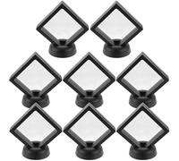 Mikikit Floating Coin Display Rack 8pcs 3d Floating Frame Display Case Stand Black 7x7x2cm for Challenge Coins Medallions Jewelry