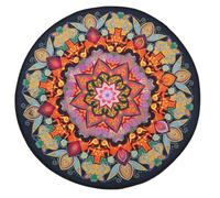 Mikikit Floor Carpet A-60 Non-woven Fabrics and Polyester Fiber Mandala Printed Style Yellow, Anti-static and Easy to Clean for Home and Bedside Use