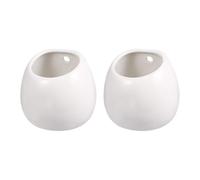 Mikikit Flower Plants Elegant Design Minimalist, Multi-functional 2pcs White Ceramic Hanging Pots Planters Display Wall for Succulents for Home and Garden