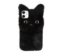 Mikikit Fluffy Cat Phone Case for 11 Plush Soft Protective Cover Shockproof Anti-Drop with Precise Cutouts for Camera and Ports
