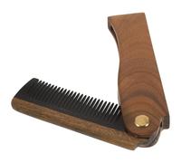 Mikikit Foldable Beard Comb for Men, Natural Green Sandalwood and Horn Small Wooden Mustache Comb 10.5x3.2cm, Portable Travel Beard Styling Tool