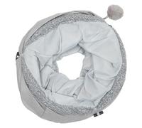 Mikikit Foldable Cat Tunnel Nest for Kittens and Cats Made of Scratch-resistant Suede Fabric Portable Indoor and Outdoor Pet and Bed in Grey Colour and Rabbits