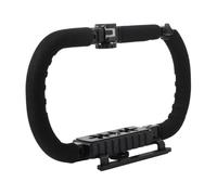Mikikit Foldable Phone Video Stabilizer Grip Handheld Camera Holder with 3 Hot Shoe Ports, Metal and Plastic Construction for Digital Cameras and Mobile Phones, more Stable to Hold