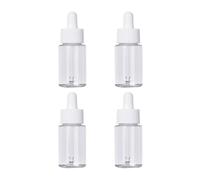 Mikikit Glass Dropper Bottles Empty Sub Bottles 20ml 4pcs with Silicone Plastic Leak-proof Caps for Essential Oil and Cosmetic Storage, for Travel and Daily Use