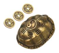 Mikikit Golden Zinc Alloy Turtle Shell Divination Game Prop with Ancient Chinese Coin Design, Suitable for Divination Store and Fortune-telling Game Decoration