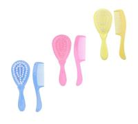 Mikikit Hair Brush and Comb Set with Ergonomic Handle and Massage Care 6pcs Pp Material, Unique Design Random Color for Newborns and Bathing and Hair Cleaning