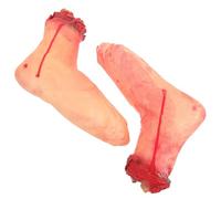 Mikikit Halloween Severed Foot Prop and Artificial Leather Material 2 Pcs with Realistic Appearance Scary Broken Feet Decoration for Haunted House Party Decor and Halloween Pranks