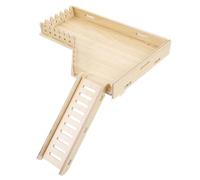 Mikikit Hamster Cage Platform Double-Layer Wooden Ladder for Small Pets Climbing, Resting and Playground