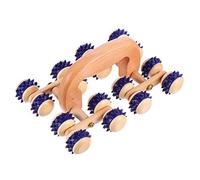 Mikikit Handheld Wooden Massage Roller for Muscle Relief and Body Care Massager with 16 Wheels Lightweight Design Suitable for Travel and Home Use Firm and Tighten Skin Effect