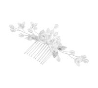 Mikikit Handmade Polymer Clay Floral Hair Comb with Everlasting Colour and Elegant Ivory Blossom Design, for Bridesmaids and Flower at Garden Weddings or Everyday Elegance