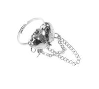 Mikikit Heart Finger Ring Broken Heart Chain Design Open Adjustable Copper Ring for Women, Statement Chic Costume Jewellery for Gatherings and Parties