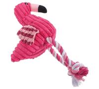 Mikikit Interactive Flamingo Shape Dog Squeaky Made of Plush Material with Stuffing Free Design, for Indoor Play and Teeth Cleaning in Pink Rope Style