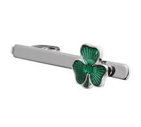 Mikikit Irish Lucky Shamrock Tie Clip for Men Alloy Tie Pin Secure Necktie for Business Suit Banquets