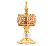 Mikikit Iron Incense Burner Handmade Tabletop Ornament Middle Eastern European Style with Golden Finish to Purify The Air and Relax, for Study Room Or Bedroom Decoration