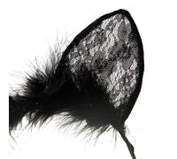 Mikikit Lace Rabbit Ear Headband Lace Ear Headband Hair Accessories 2pcs and Comfortable Well Decorated Suitable for Valentine's Day and Halloween for Cosplay and Party