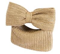 Mikikit Ladies Straw Handbag with Bow Knot, Lightweight Large Capacity Khaki Woven Beach Bag with Handles, Elegant Summer Clutch Purse for Vacation and Many Occasions