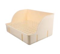 Mikikit Large White Plastic Bunny Litter Box Wire Bottom Tray Preventing Feet Scratches and Pet Stuck, Rabbit Potty Trainer for Bunny and Chinchilla Use in Living Room or Park