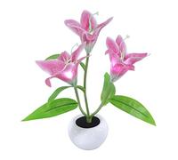 Mikikit Led Table Lamp 3 Lily Flower Heads Night Lamp Bedside Decorative Flower Pot Light for Bedroom Room Ambience