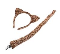 Mikikit Leopard Ears and Tail Costume Set Fabric Halloween