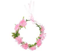 Mikikit Lifelike Pink Floral Headwear Cloth Garland Headband with Elegant and Unfading Design, for Wedding and Costume Parties, Simple and Sweet Seaside Hair Accessory