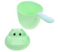 Mikikit Light Green Hippo Shaped Shampoo Rinse Cup for Babies, Versatile and Easy to Hold Pp Bath Water Rinser, Adorable Baby Shower Spoon for Hair Washing and Bath Time