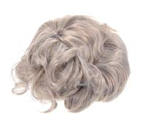 Mikikit Light Grey Curly Grandma Wig for Adults with Natural Looking Artificial Silk, Comfortable to Wear Cosplay Party Dress Accessory for Costume Parties and Daily Life