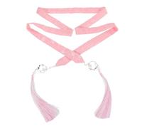 Mikikit Light Pink Hanfu Tassel Hairband, Two-tone Artificial Silk Headband with Long Tassel Headdress, Traditional Chinese Costume Hair Accessories for Festivals and Weddings