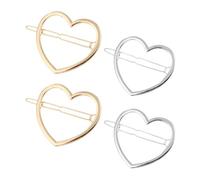 Mikikit Love Bobby Pins Heart Hair Clips Hollow Heart Shape, 4 Pieces Set for Weddings, Parties and Everyday Wear, Fits Long or Short Hair
