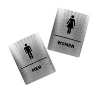 Mikikit Metal Restroom Signs for Men and Women Water Resistant Toilet Identification Plates with Clear Readable Fonts Easy to Clean Bathroom Door Signs for Commercial Use