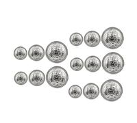 Mikikit Metal Shield Buttons 30Pcs Silver for Uniforms Jackets Blazers 0.98X0.98X0.20In Decorative Buttons Suitable for Sweaters and Windbreakers