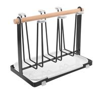 Mikikit Metal Tea Cup Rack with Drip Tray, Black Iron Mug Organizer for Kitchen and Bathroom, Dustproof Coffee Cup Holder Stand with Removable Silicone Tray, Suitable for Home Use