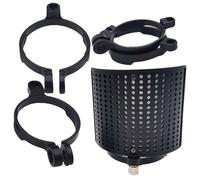 Mikikit Mic Pop Screen with U-shape Windshield and Desktop Clip Stand, Microphone Protector for Recording and Singing, Portable Vocal Booth Accessory for Live Streaming and Ktv Use