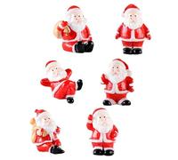 Mikikit Mini Figurines Set Resin 6pcs Featuring Snowman and Santa Claus Handcrafted with Festive and Detailed Design for Small Space Decoration for Winter Wonderland Scene