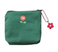 Mikikit Mini Sanitary Napkin Bag in Dark Green with Pendant and Beaded Chain, Portable Mini Cash and Coin Purse, Practical Compact Storage Pouch for Menstrual Pads and Small Random Color