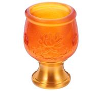 Mikikit Miniature Lotus Chalice Goblet for Temple Offering, Small Glass Worship Cup for Buddha Rituals, Vintage Style Water and Tea Serving Vessel for Home Use