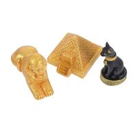 Mikikit Miniature Pyramid Figurine Resin Bastet Cat Statue Ancient Egyptian Castle Model Set for Home Garden Decoration