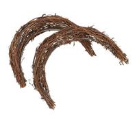 Mikikit Moon Shaped Rattan Wreath Ring 20Cm Handmade Vine Frame for DIY Holiday Floral Door and Wall Decoration Rustic Festival Craft