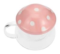 Mikikit Mushroom Shaped Ceramic Tea Cup with Removable Infuser and Lid, Heat Resistant Flower Tea Mug for Office and Home Use, Cute Small Household Drinking Cup