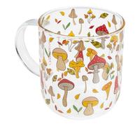 Mikikit Mushroom Shaped Glass Tea Cup with Handle Anti-Scald Design for Milk and Juice Drinking Suitable for Elderly and Adults