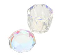 Mikikit Nail Art Crystal Glass Cup with Lid, Dappen Dish for Brush Cleaning, Acrylic Nail Tools for Manicure and Salon Use, Ab Color #01