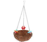 Mikikit Natural Coconut Shell Design Bird Nest Hanging Bird House Sturdy Material Decorative Color to Anywhere You on Your Porch Or from A Tree Branch